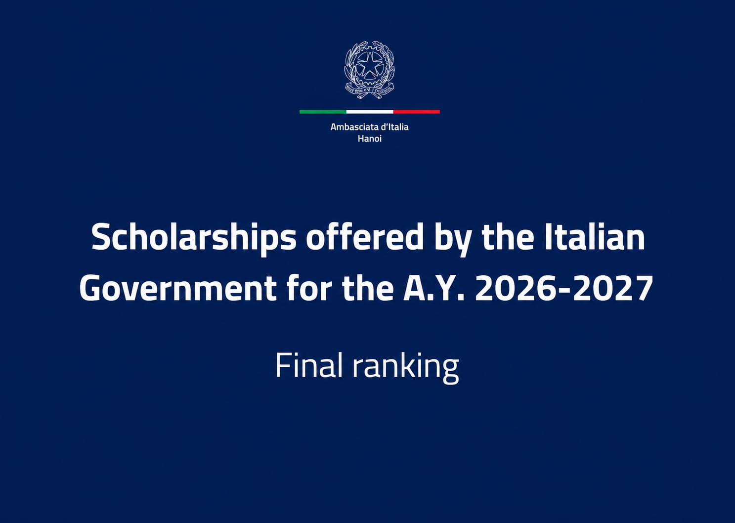 Final Ranking – MAECI Scholarships A.Y. 2026-2027